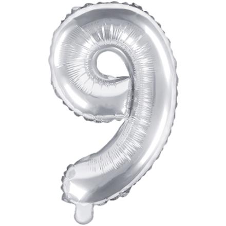 Zahlenballon 9 silber (86 cm)