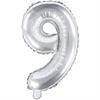 Zahlenballon 9 silber (86 cm)