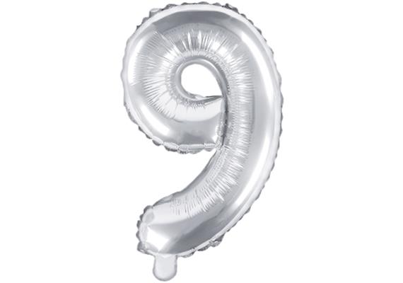 Zahlenballon 9 silber (86 cm)
