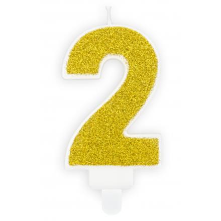 Zahlenkerzen Glitzer Gold 2