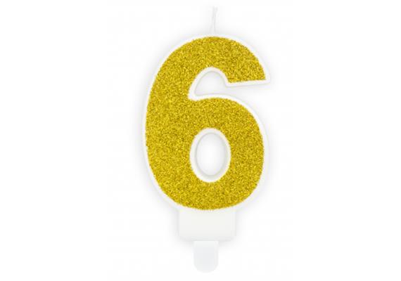 Zahlenkerzen Glitzer Gold 6 | Bild 1