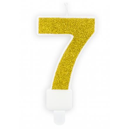 Zahlenkerzen Glitzer Gold 7