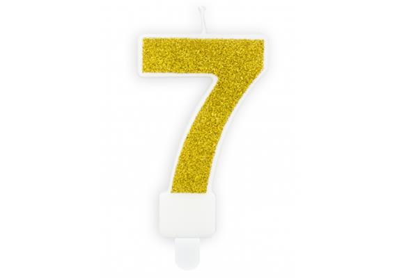 Zahlenkerzen Glitzer Gold 7 | Bild 1