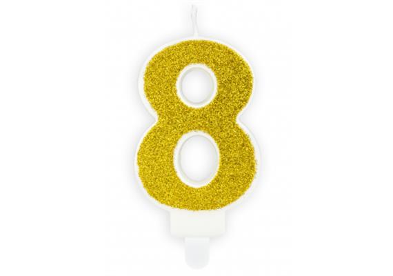 Zahlenkerzen Glitzer Gold 8 | Bild 1