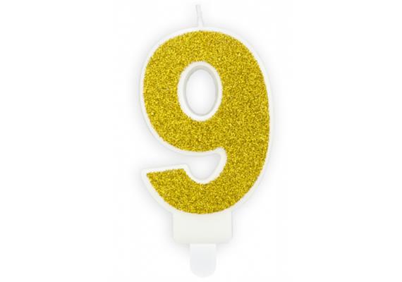 Zahlenkerzen Glitzer Gold 9 | Bild 1