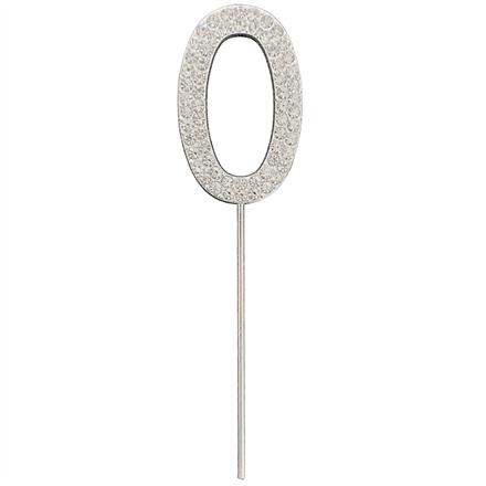 Zahlenstecker 0 Diamant Silber
