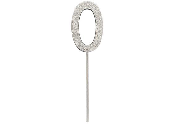 Zahlenstecker 0 Diamant Silber