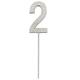 Zahlenstecker 2 Diamant Silber