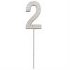 Zahlenstecker 2 Diamant Silber