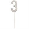 Zahlenstecker 3 Diamant Silber
