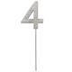 Zahlenstecker 4 Diamant Silber