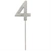 Zahlenstecker 4 Diamant Silber