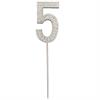 Zahlenstecker 5 Diamant Silber