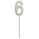 Zahlenstecker 6 Diamant Silber