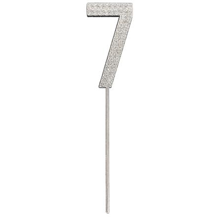 Zahlenstecker 7 Diamant Silber