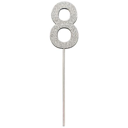Zahlenstecker 8 Diamant Silber