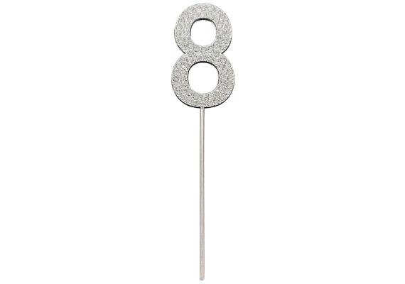 Zahlenstecker 8 Diamant Silber