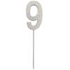 Zahlenstecker 9 Diamant Silber