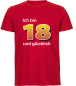 Preview: Das T-Shirt zum 18. Geburtstag. Mit dem Spruch ICH BIN 18 Jahre…   Was unter der Zahl 18 stehen soll, kann selbst gewählt werden. Verschiedene lustige Sprüche zur Auswahl. Ein individuell bedrucktes Shirt zum runden Geburtstag. Das Geburtstagsshirt ist au