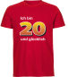 Preview: Das T-Shirt zum 20. Geburtstag. Mit dem Spruch ICH BIN 20 Jahre…   Was unter der Zahl 20 stehen soll, kann selbst gewählt werden. Verschiedene lustige Sprüche zur Auswahl. Ein individuell bedrucktes Shirt zum runden Geburtstag. Das Geburtstagsshirt ist au