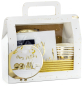 Preview: Jetzt deine Geburstag Dekoration in einer Box. Alles was du brauchst, um ein cooles Geburtstagsfest zu feiern. Das Thema lautet Gold! Alles für eine coole Geburtstagsparty. Ein Deko Set mit dem Motto GOLD HAPPY BIRTHDAY PARTY. In dieser Box ist alles enth