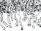 Preview: Die Confetti Kanone ist gefüllt mit silbernen Metallic-Luftschlangen (Streifen). Im Vergleich zu Konfetti sind diese besser zum Aufputzen. Deshalb ideal für zum Spalierstehen, für Hochzeit, Geburtstag oder andere Partys. Die Kanone ist einfach zu bedienen