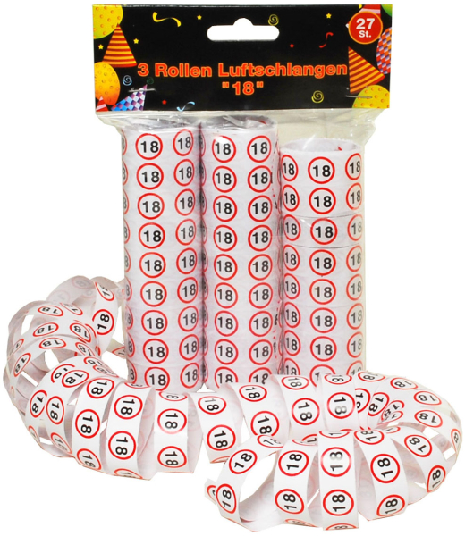 Happy Birthday, alles Gute zum 18. Geburtstag! Für jede Party braucht es eine Dekoration. Die Papier Luftschlangen sind vielseitig einsetzbar beim Dekorieren von der Geburtstagsparty. Die Papierstreifen können als Girlande oder als Tischdekoration verwend
