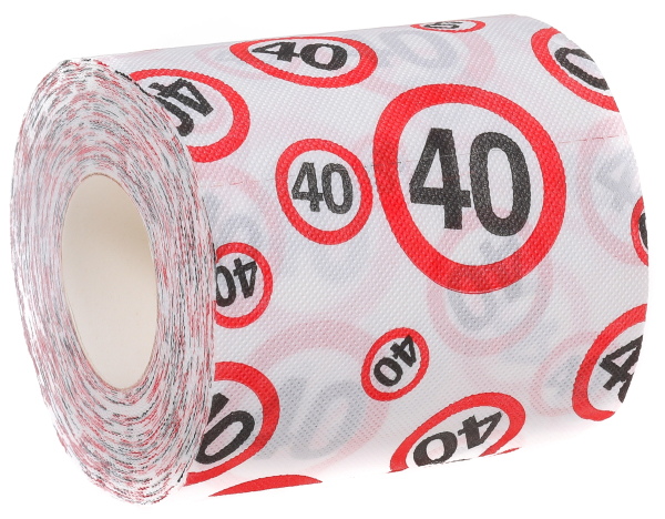 Happy Birthday! Das bedruckte Toilettenpapier auf den 40. Geburtstag ist ein lustiges Geschenk. Eine Rolle Klopapier ist die perfekte Überraschung! Kann auch als Dekoration verwendet werden. Kann ergänzt werden mit anderen Produkten aus der beliebten Seri