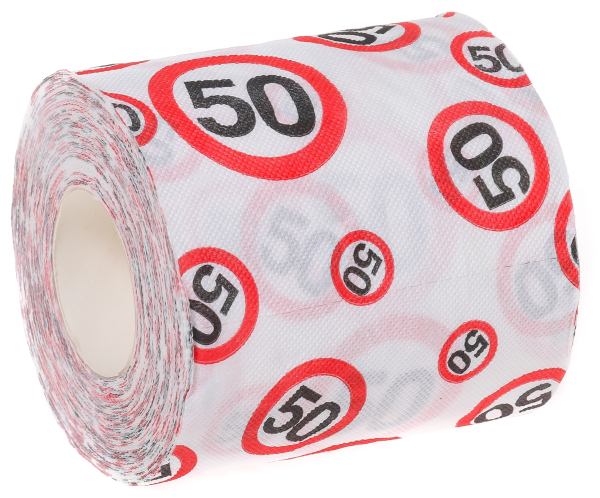 Happy Birthday! Das bedruckte Toilettenpapier auf den 50. Geburtstag ist ein lustiges Geschenk. Eine Rolle Klopapier ist die perfekte Überraschung! Kann auch als Dekoration verwendet werden. Kann ergänzt werden mit anderen Produkten aus der beliebten Seri