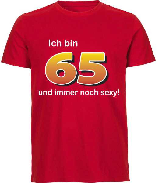 Das T-Shirt zum 65. Geburtstag. Mit dem Spruch ICH BIN 65 Jahre…  Was unter der Zahl 65 stehen soll, kann selbst gewählt werden. Verschiedene lustige Sprüche zur Auswahl. Ein individuell bedrucktes Shirt zum runden Geburtstag. Das Geburtstagsshirt ist aus