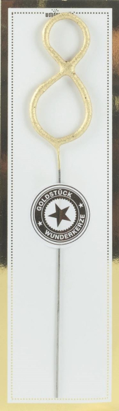 Die goldene Wunderkerze mit der Zahl 8. Lass die Funken sprühen zum Geburtstag. Mit dieser Geburtstagskerze kannst du die Torte oder den Kuchen verzieren. Die kleine Mini Wondercandle ist ein echtes Goldstück. Kombiniere deine Ziffern frei. Dies Tortenker