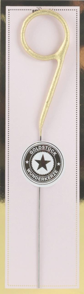 Die goldene Wunderkerze mit der Zahl 9. Lass die Funken sprühen zum Geburtstag. Mit dieser Geburtstagskerze kannst du die Torte oder den Kuchen verzieren. Die kleine Mini Wondercandle ist ein echtes Goldstück. Kombiniere deine Ziffern frei. Dies Tortenker