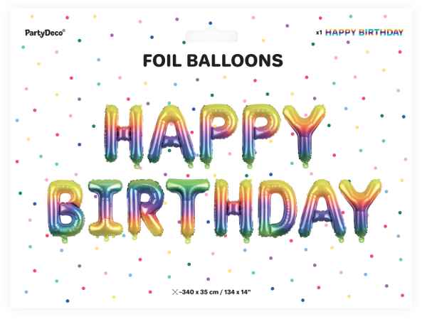 HAPPY BIRTHDAY Geburtstag Schriftzug aus Ballonen. Die Folienballone sind einzel, also nicht miteinander verbunden. Jeder Buchstaben Ballon kann einzel mit einem Strohhalm von Mund mit Luft aufbeblasen werden. Ein Trinkhalm liegt in der Packung bei. Kein