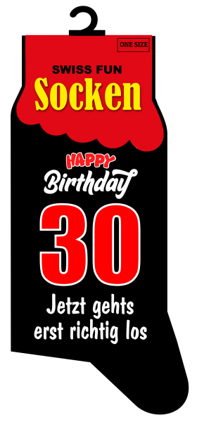 Spasssocken mit dem Spruch Mit 30 noch fit wie ein Turnschuh. Einheitsgrösse (41 – 46). Optimal als Geschenk für jeden Anlass.   