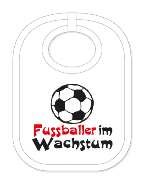 Babylätzli mit dem Spruch: Fussballer im Wachstum. Lustiger Latz für Babys und Kleinkinder. Ein tolles Geschenk für Neugeborene, für Eltern oder einfach zur Geburt, auf den Geburtstag oder zu Weihnachten. Die Lätze für Babies