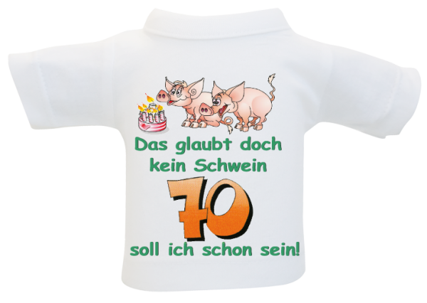 Kleines T-Shirt aus Baumwolle. Zum Umhängen an Flaschen oder Geschenke. Ideal für Geburtstag oder Jubiläum.