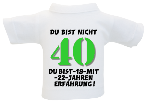 Kleines T-Shirt aus Baumwolle. Zum Umhängen an Flaschen oder Geschenke. Ideal für Geburtstag oder Jubiläum.