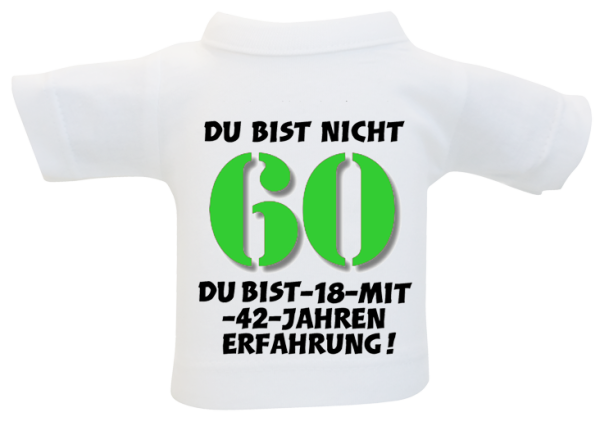 Kleines T-Shirt aus Baumwolle. Zum Umhängen an Flaschen oder Geschenke. Ideal für Geburtstag oder Jubiläum.