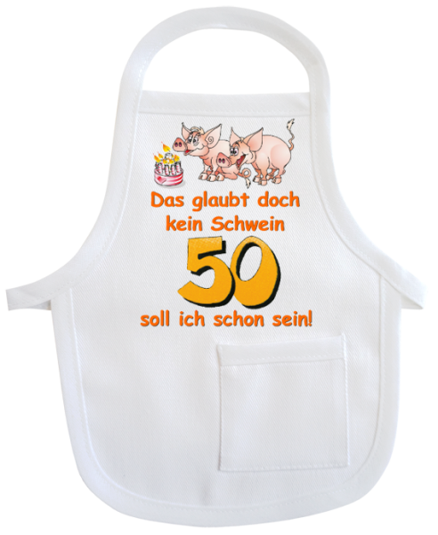 Kleine Schürze aus Baumwolle. Zum Umhängen an Flaschen oder Geschenke. Ideal für Geburtstag oder Jubiläum.