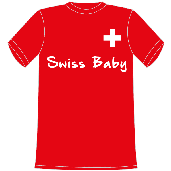 T-Shirt in Kindergrösse mit dem Spruch: Swiss Baby. Ein tolles Geschenk für Mädchen und Jungen, die Schweizer Fan sind. Egal ob Fussball, Eishockey, Badminton oder ein anderer Sport. Trikot in verschiedenen Grösen erhältlich. Aus