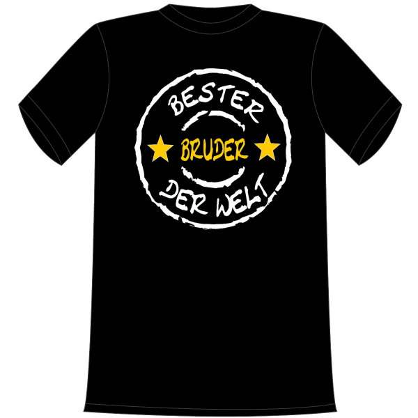 Bester Bruder der Welt. Die lustigen und witzigen bedruckten T-Shirts sind ideal als witziges Geschenk. Kurzsarmshirt hergestellt aus 100% Baumwolle.