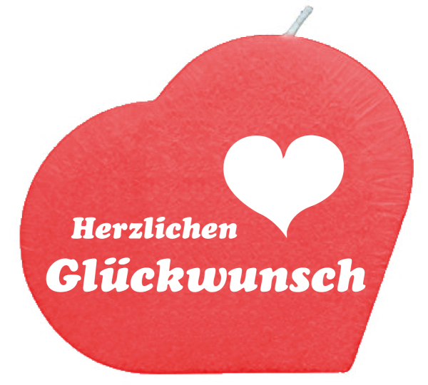 Herzlichen Glückwunsch. Die kleine Spruchkerze in Herzform zum Verschenken. Ideal für ein kleines Geschenk oder Mitbringsel. Die rote Herz Kerze kann auch für ein Päckli zur Dekoration verwendet werden. Eine tolle Geschenksidee für eine liebe Person, den