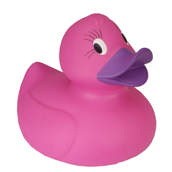 Die riesen grosse XXL Jumbo Badeente. Farbe pink. Die riesige Quietschente ist ein besonderer Blickfang. Nie mehr alleine baden und schwimmen. Mit dieser Quietscheente haben Sie in der Badewanne immer Gesellschaft. Schwimmt im Wasser. Die Gummiente ist ei