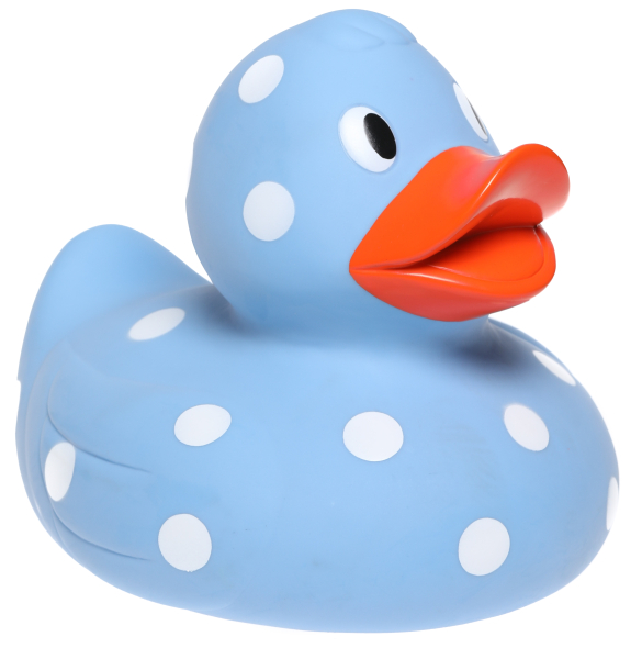 Die grosse blaue Badeente mit weissen Punkten ist ein Bestseller unter den Gummienten. Ein super Geschenk für Kinder und Erwachsene. Ein wahrer Blickfang, deshalb auch zur Dekoration im Badezimmer geeignet. Natürlich schwimmt sie auch auf dem Wasser. Mit