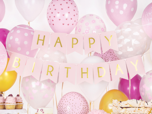 Happy Birthday Banner Girlande rosa