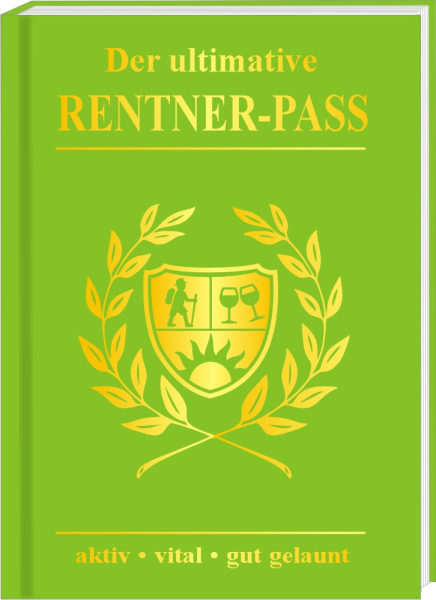 Der ultimative Rentner-Pass. Auf der ersten Seite kann ein Foto eingeklebt werden. Damit wird der Pass persönlich. Auf den weiteren Seiten gibt es viele lustige Sprüche und Illustrationen rund ums Älterwerden, Pension, Rente, Ruhestand und Alter. Ideale G