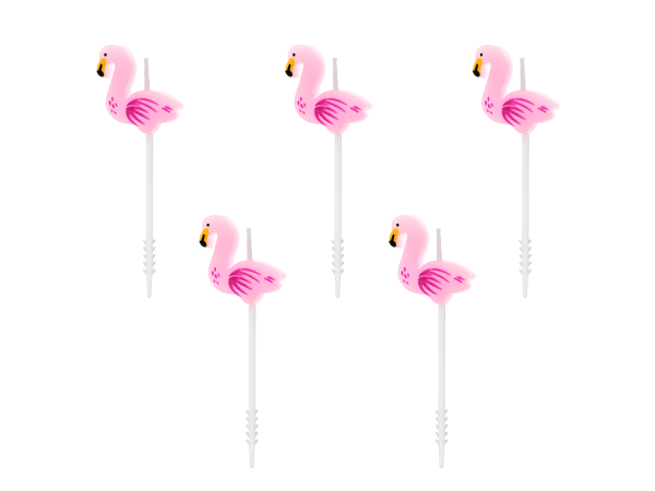 Die Tortenkerzen und Kuchenkerzen in Form von Flamingos. Flamingo Kerzen auf einem Plastikstecker. Ideal für auf die Torte oder den Kuchen. Damit wird jede Geburtstagstorte und jeder Geburtstagskuchen zum Highlight. ​ 5 Kerzen in einer Packung.