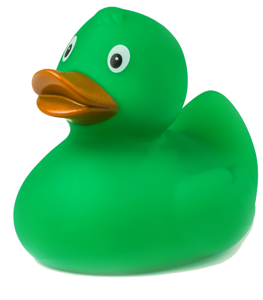 Grüne Badeente. Die lustigen farbigen Badeenten. Nie mehr alleine baden und schwimmen. Mit dieser Quietscheente haben Sie in der Badewanne immer Gesellschaft. Schwimmt im Wasser. Die Gummiente ist ein tolles Geschenk für Erwachsene und Kinder. Auch als to