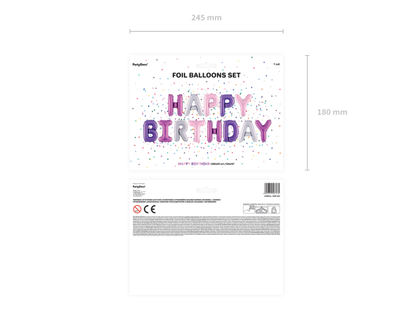 HAPPY BIRTHDAY Geburtstag Schriftzug aus Ballonen. Die Folienballone sind einzel, also nicht miteinander verbunden. Jeder Buchstaben Ballon kann einzel mit einem Strohhalm von Mund mit Luft aufbeblasen werden. Ein Trinkhalm liegt in der Packung bei. Kein