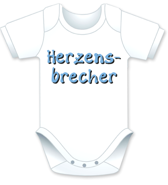 Kurzarm Babybody mit dem Spruch: Herzensbrecher. Die grosse Show der herzigen Babybodies. Die Strampler mit den lustigen Sprüchen. Das finden nicht nur die Kleinkinder lustig, sondern vor allem auch die Erwachsenen haben an diesem Geschenk viel Freude. Mi